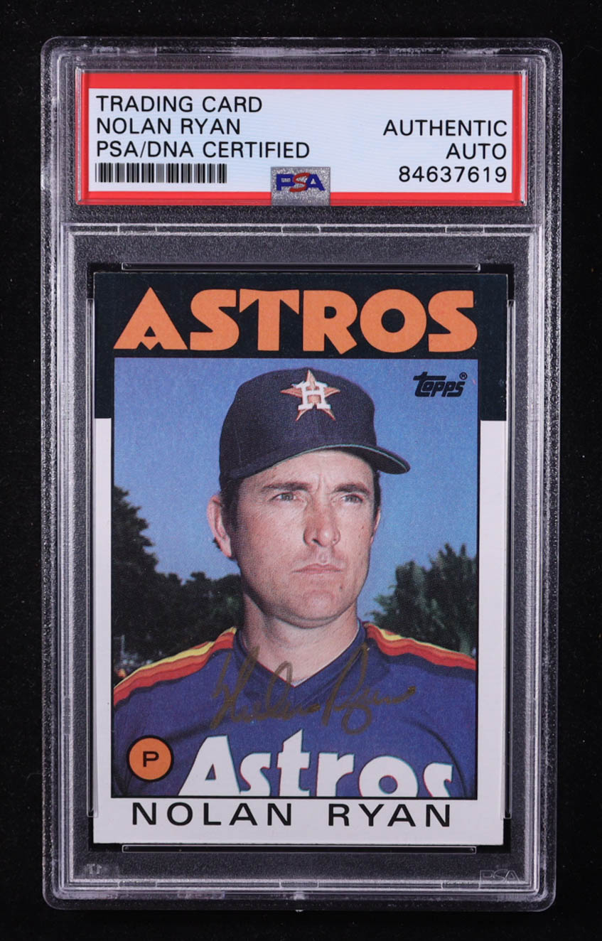 Nolan Ryan Signed 1986 Topps #100 (PSA Encapsulated) at PristineAuction.com Nolan Ryan Signed 1986 Topps #100 (PSA Encapsulated) at PristineAuction.com