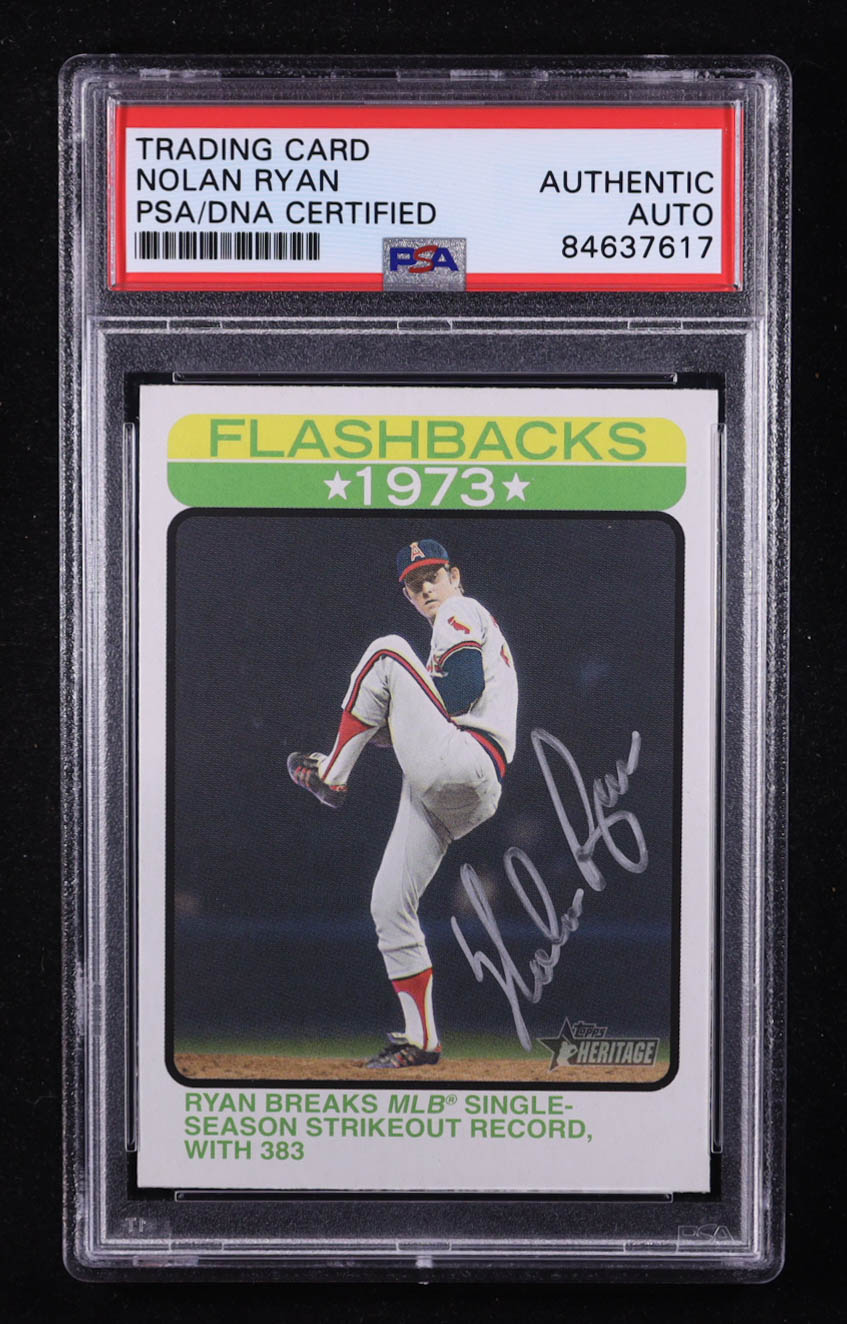Nolan Ryan Signed 2022 Topps Heritage Baseball Flashbacks #BF1 (PSA Encapsulated) at PristineAuction.com Nolan Ryan Signed 2022 Topps Heritage Baseball Flashbacks #BF1 (PSA Encapsulated) at PristineAuction.com