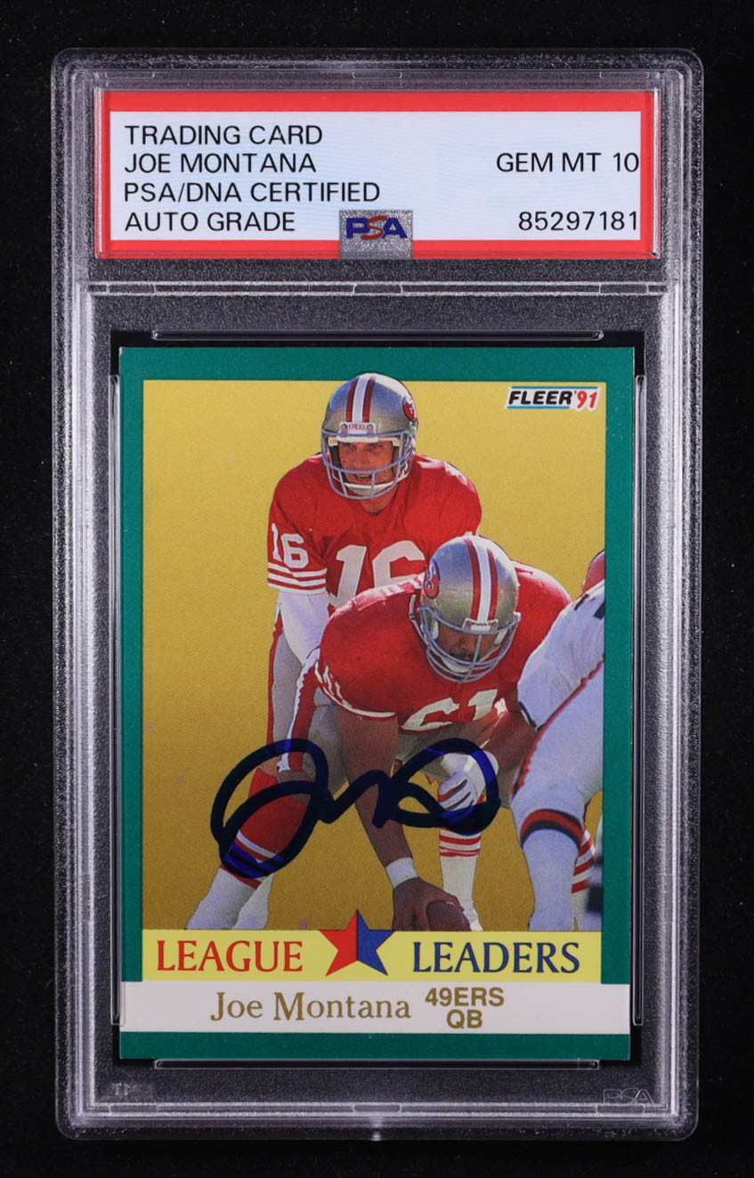 Joe Montana Signed 1991 Fleer #408 (PSA Encapsulated) at PristineAuction.com Joe Montana Signed 1991 Fleer #408 (PSA Encapsulated) at PristineAuction.com