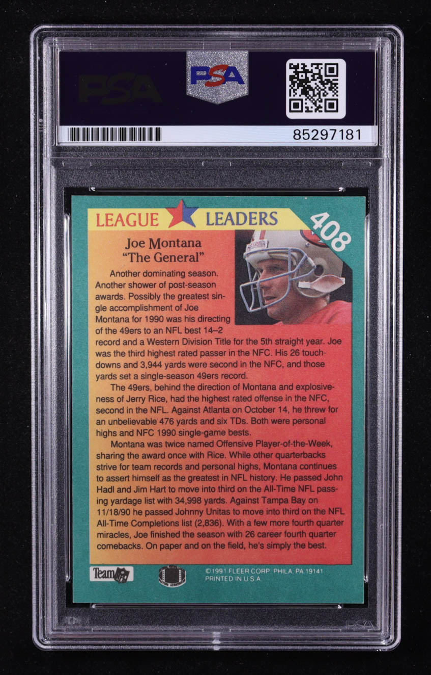 Joe Montana Signed 1991 Fleer #408 (PSA Encapsulated) at PristineAuction.com Joe Montana Signed 1991 Fleer #408 (PSA Encapsulated) at PristineAuction.com