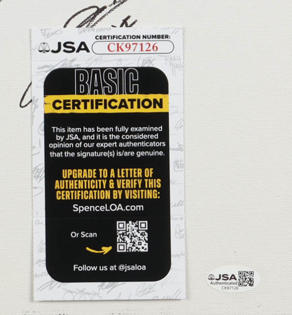 2003 St. Louis Cardinals Canvas Panel Signed by (6) with Edgar Renteria, Orlando Palmeiro, & Steve Kline (JSA) at PristineAuction.com 2003 St. Louis Cardinals Canvas Panel Signed by (6) with Edgar Renteria, Orlando Palmeiro, & Steve Kline (JSA) at PristineAuction.com
