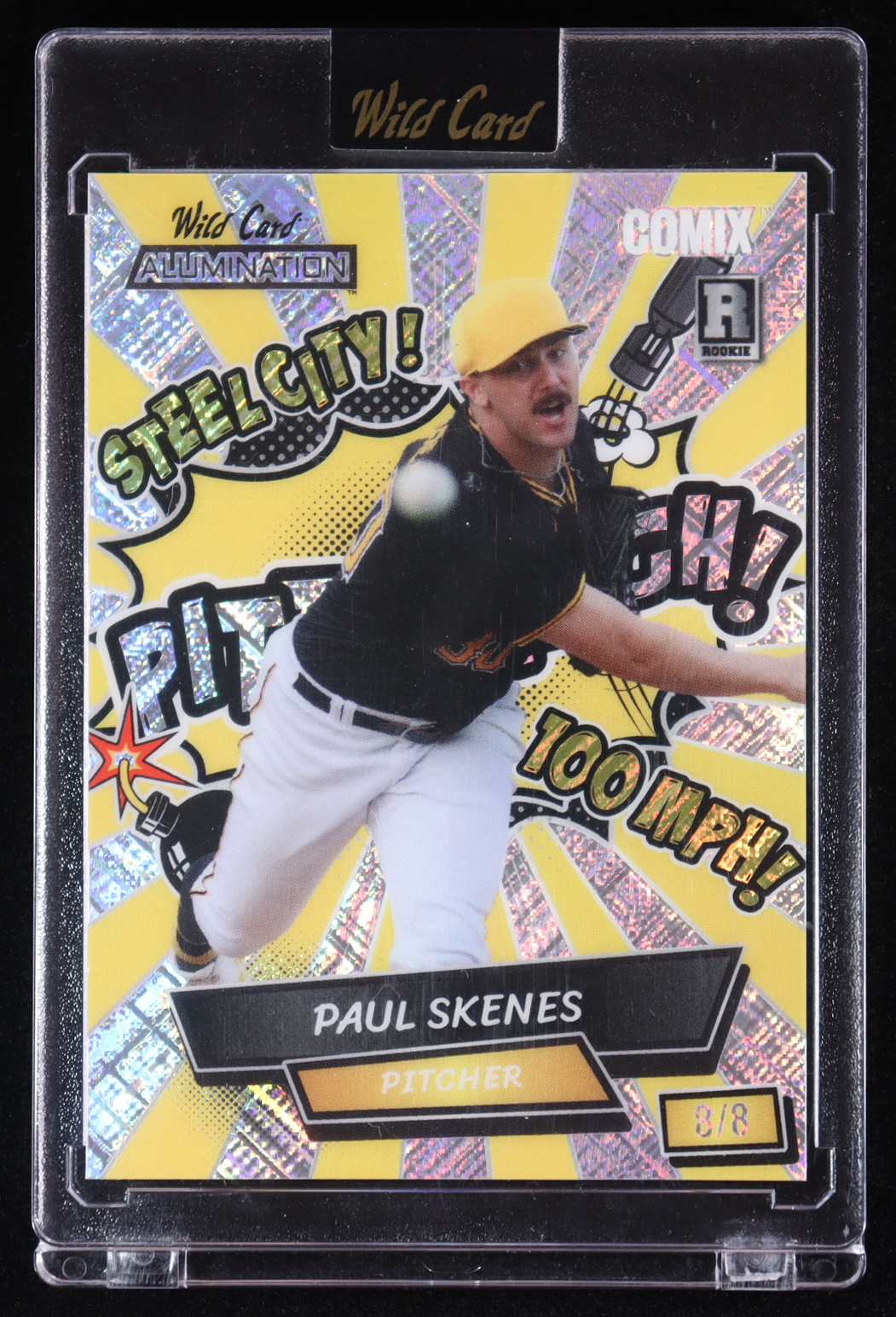 Paul Skenes 2024 Wild Card Alumination Steel City Silver Shimmer # ACYPPS4 #8/8 RC at PristineAuction.com Paul Skenes 2024 Wild Card Alumination Steel City Silver Shimmer # ACYPPS4 #8/8 RC at PristineAuction.com