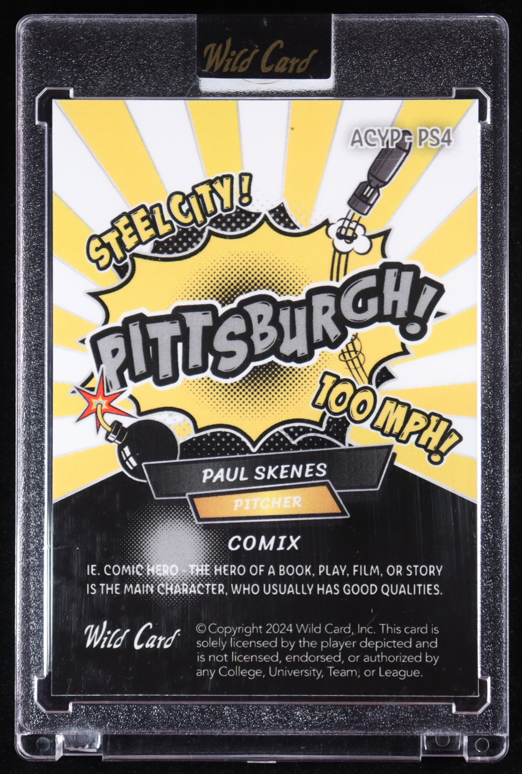 Paul Skenes 2024 Wild Card Alumination Steel City Silver Shimmer # ACYPPS4 #8/8 RC at PristineAuction.com Paul Skenes 2024 Wild Card Alumination Steel City Silver Shimmer # ACYPPS4 #8/8 RC at PristineAuction.com