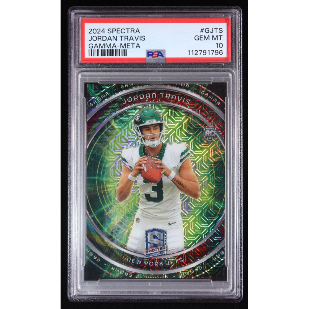 Jordan Travis 2024 Panini Spectra Gamma Meta #5 #17/30 RC (PSA 9) at PristineAuction.com
