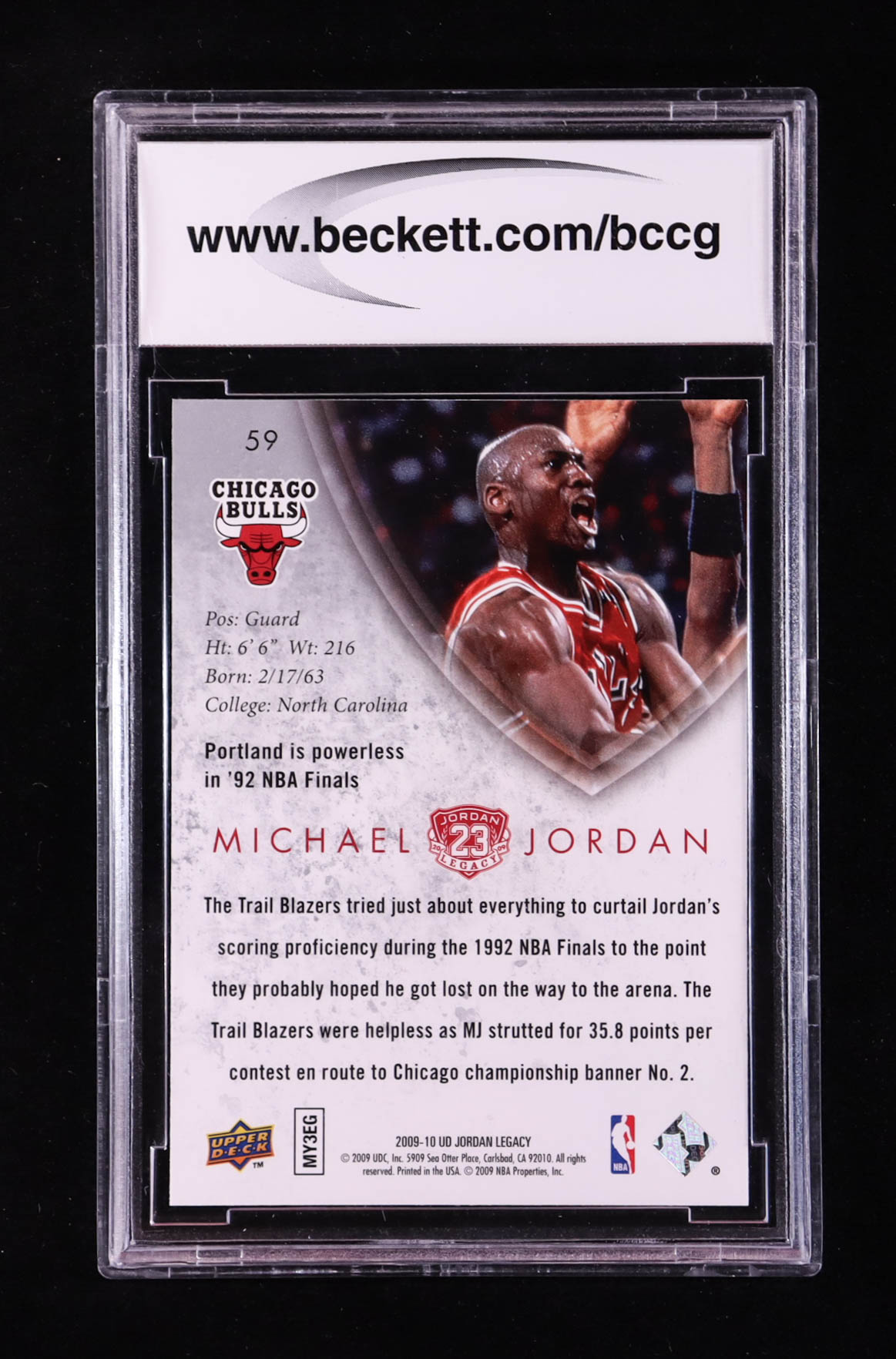 Michael Jordan 2009-10 Upper Deck Michael Jordan Legacy Collection Gold #59 (BCCG 10) at PristineAuction.com Michael Jordan 2009-10 Upper Deck Michael Jordan Legacy Collection Gold #59 (BCCG 10) at PristineAuction.com