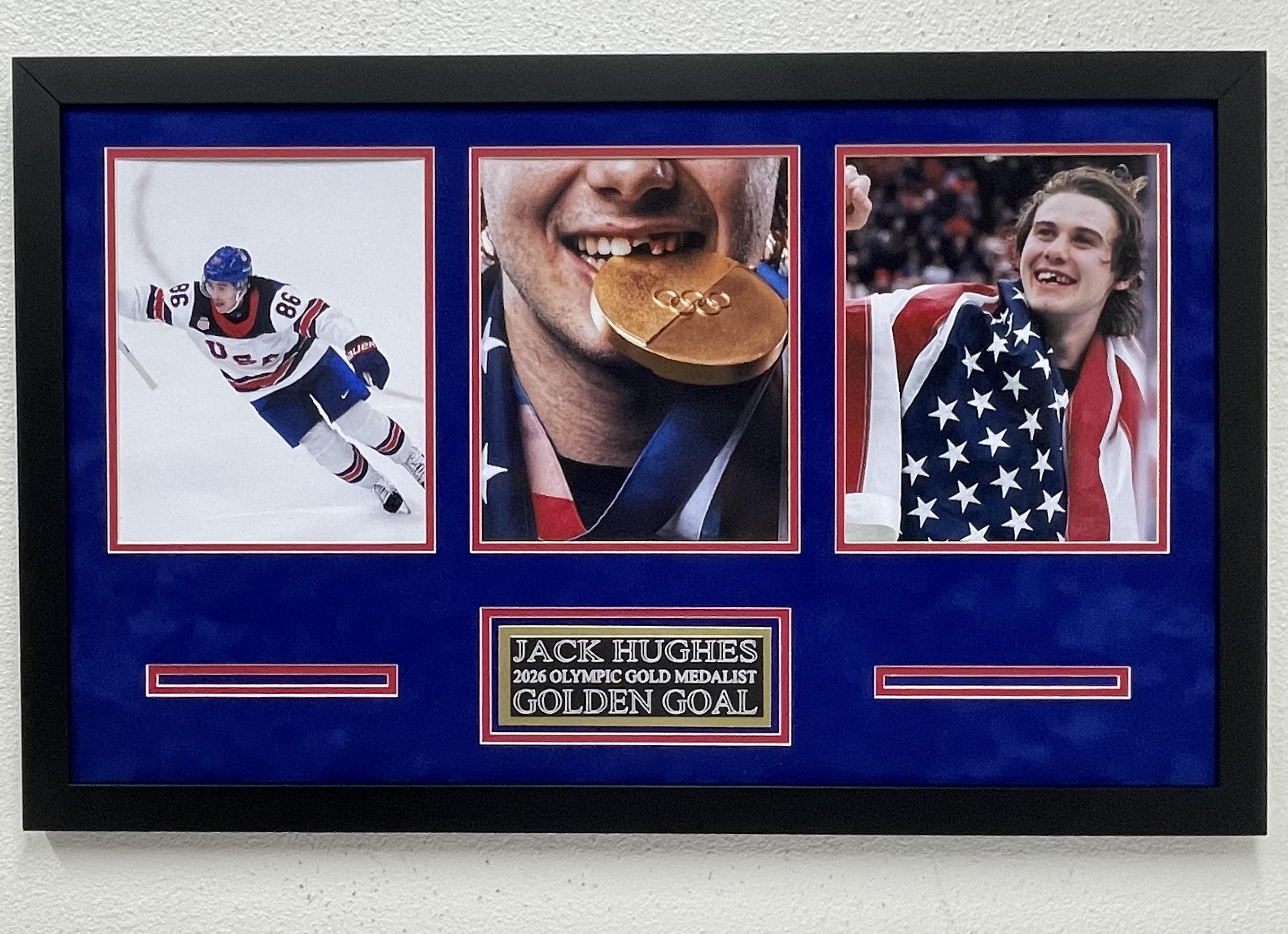 Jack Hughes Team USA Custom Framed Photo Display at PristineAuction.com Jack Hughes Team USA Custom Framed Photo Display at PristineAuction.com