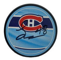 Lane Hutson Signed Canadiens Reverse Retro Puck (Beckett) at PristineAuction.com