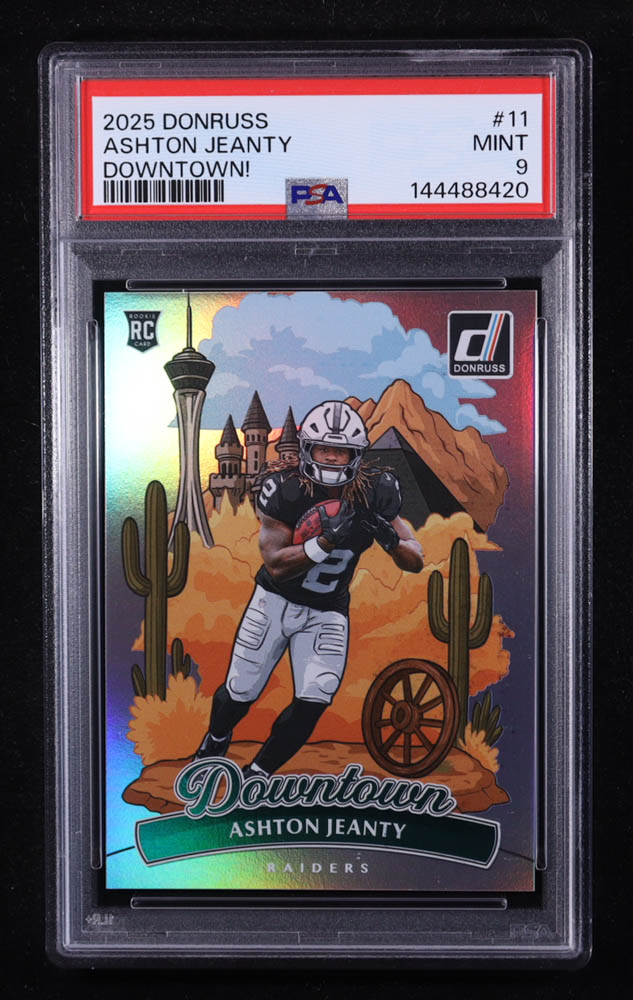 Ashton Jeanty 2025 Panini Donruss Dowtown #11 RC (PSA 9) at PristineAuction.com Ashton Jeanty 2025 Panini Donruss Dowtown #11 RC (PSA 9) at PristineAuction.com