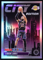 LeBron James 2023-24 Hoops Premium Stock City Edition Silver Prizm #15 at PristineAuction.com