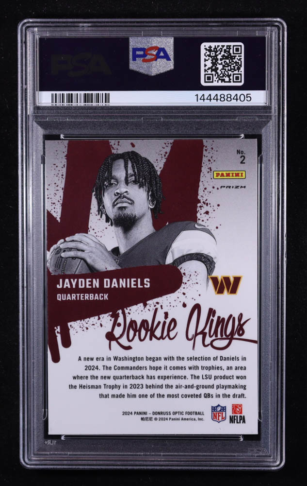 Jayden Daniels 2024 Panini Donruss Optic Rookie Kings #2 RC (PSA 10) at PristineAuction.com Jayden Daniels 2024 Panini Donruss Optic Rookie Kings #2 RC (PSA 10) at PristineAuction.com