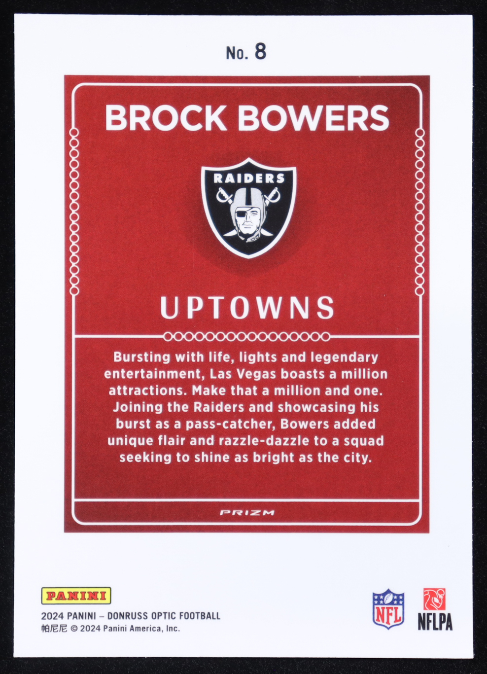 Brock Bowers 2024 Donruss Optic Uptowns #8 RC at PristineAuction.com Brock Bowers 2024 Donruss Optic Uptowns #8 RC at PristineAuction.com