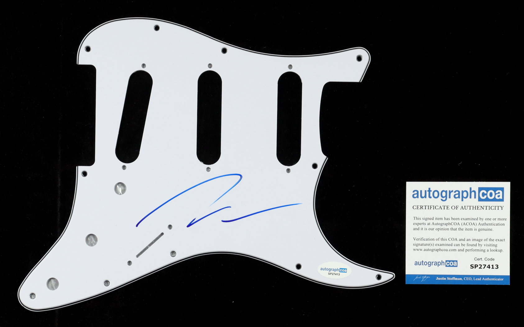 Jeremy Allen White Signed Electric Guitar Pickguard (ACOA) at PristineAuction.com Jeremy Allen White Signed Electric Guitar Pickguard (ACOA) at PristineAuction.com