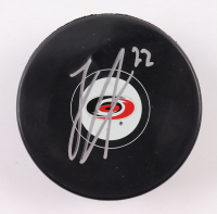 Logan Stankoven Signed Hurricanes Logo Hockey Puck (Beckett) at PristineAuction.com