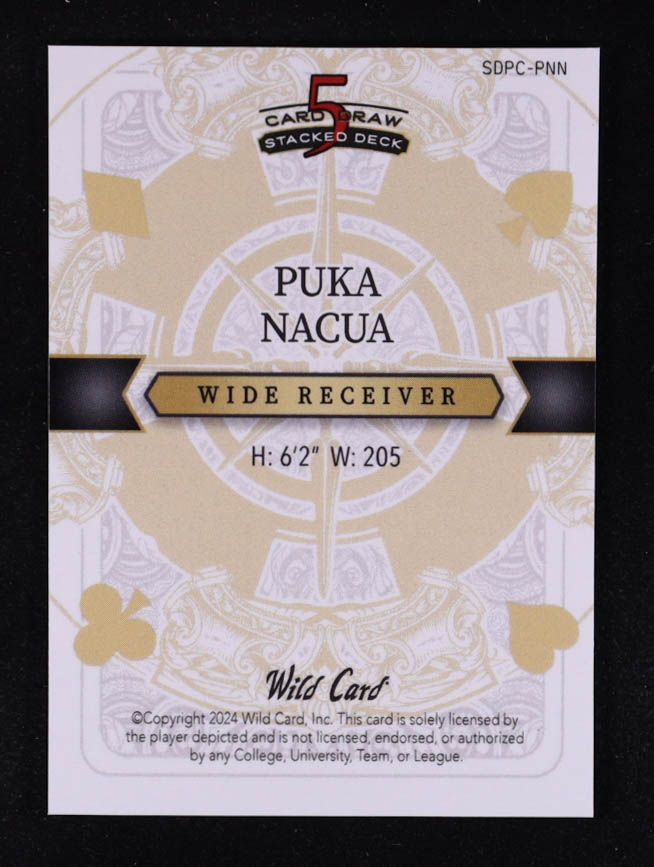 Puka Nacua 2024 Wild Card 5 Card Draw Stacked Deck Jack Of Clubs Rainbow Foil #SDPCPNN #1/1 at PristineAuction.com Puka Nacua 2024 Wild Card 5 Card Draw Stacked Deck Jack Of Clubs Rainbow Foil #SDPCPNN #1/1 at PristineAuction.com