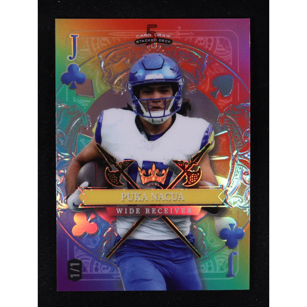 Puka Nacua 2024 Wild Card 5 Card Draw Stacked Deck Jack Of Clubs Rainbow Foil #SDPCPNN #1/1 at PristineAuction.com