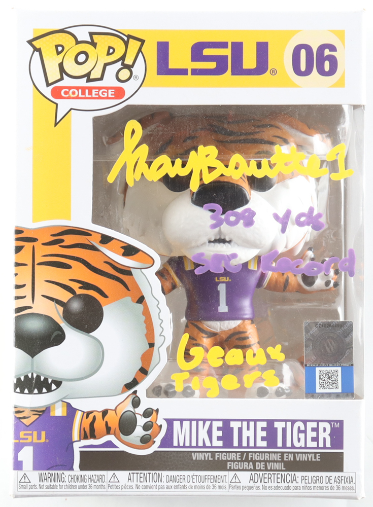 Kayshon Boutte Signed LSU #06 Mike The Tiger Funko Pop! Vinyl Figure Inscribed "308 Yds SEC Record" & "Geaux Tigers" (Beckett) at PristineAuction.com Kayshon Boutte Signed LSU #06 Mike The Tiger Funko Pop! Vinyl Figure Inscribed "308 Yds SEC Record" & "Geaux Tigers" (Beckett) at PristineAuction.com