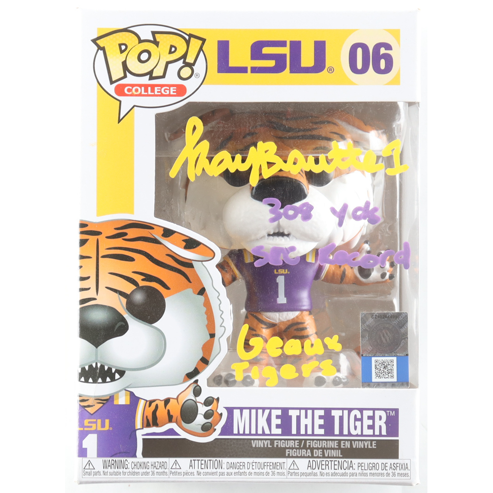 Kayshon Boutte Signed LSU #06 Mike The Tiger Funko Pop! Vinyl Figure Inscribed "308 Yds SEC Record" & "Geaux Tigers" (Beckett) at PristineAuction.com