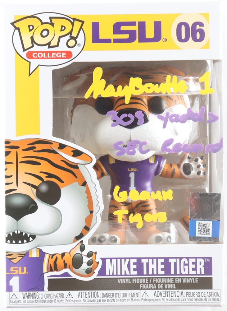 Kayshon Boutte Signed LSU #06 Mike The Tiger Funko Pop! Vinyl Figure Inscribed "308 Yds SEC Record" & "Geaux Tigers" (Beckett) at PristineAuction.com Kayshon Boutte Signed LSU #06 Mike The Tiger Funko Pop! Vinyl Figure Inscribed "308 Yds SEC Record" & "Geaux Tigers" (Beckett) at PristineAuction.com