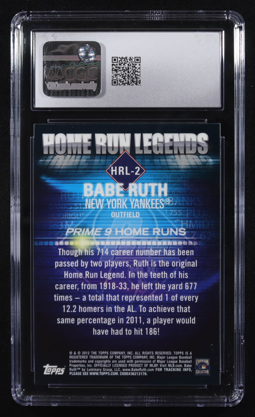 Babe Ruth 2012 Topps Prime 9 Home Run Legends #HRL-2 (CGC 10) at PristineAuction.com Babe Ruth 2012 Topps Prime 9 Home Run Legends #HRL-2 (CGC 10) at PristineAuction.com