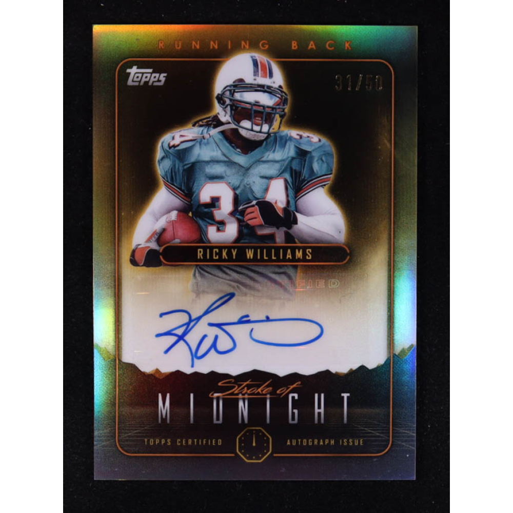 Ricky Williams 2024 Topps Midnight Stroke of Midnight Autographs Summer Solstice #SMA-RWI #31/50 at PristineAuction.com