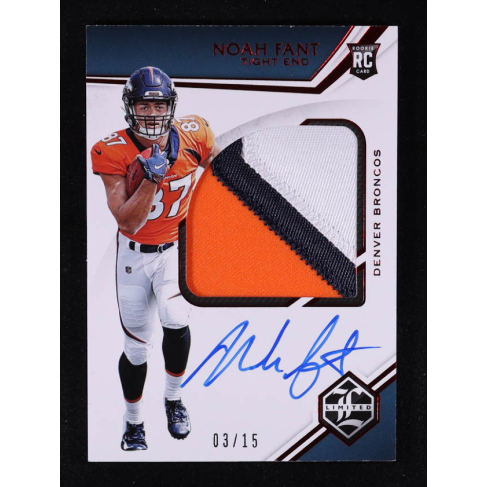 Noah Fant 2019 Limited Ruby Spotlight Autographs Player-Worn JSY #164 #03/15 RC at PristineAuction.com