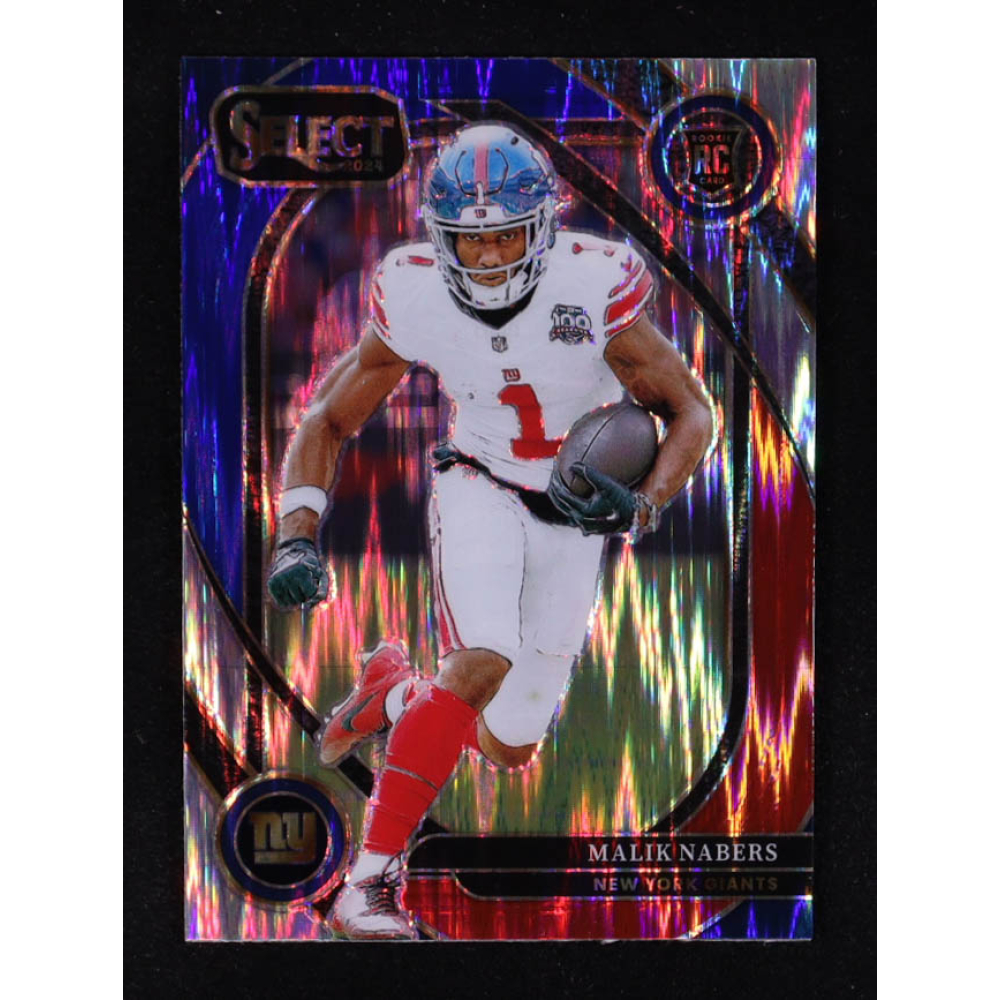 Malik Nabers 2024 Select Prizm Red and Blue Shock #220 RC at PristineAuction.com