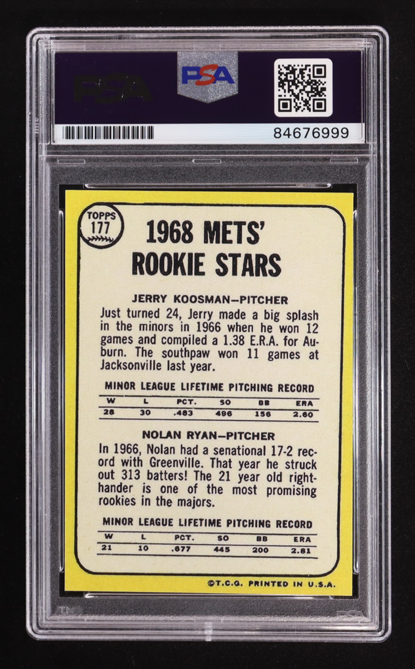 Jerry Koosman & Nolan Ryan Signed 2017 Topps Heritage '68 Topps Buybacks Rookie Stars #177 REPRINT (PSA | Auto Grade PSA 10) at PristineAuction.com Jerry Koosman & Nolan Ryan Signed 2017 Topps Heritage '68 Topps Buybacks Rookie Stars #177 REPRINT (PSA | Auto Grade PSA 10) at PristineAuction.com