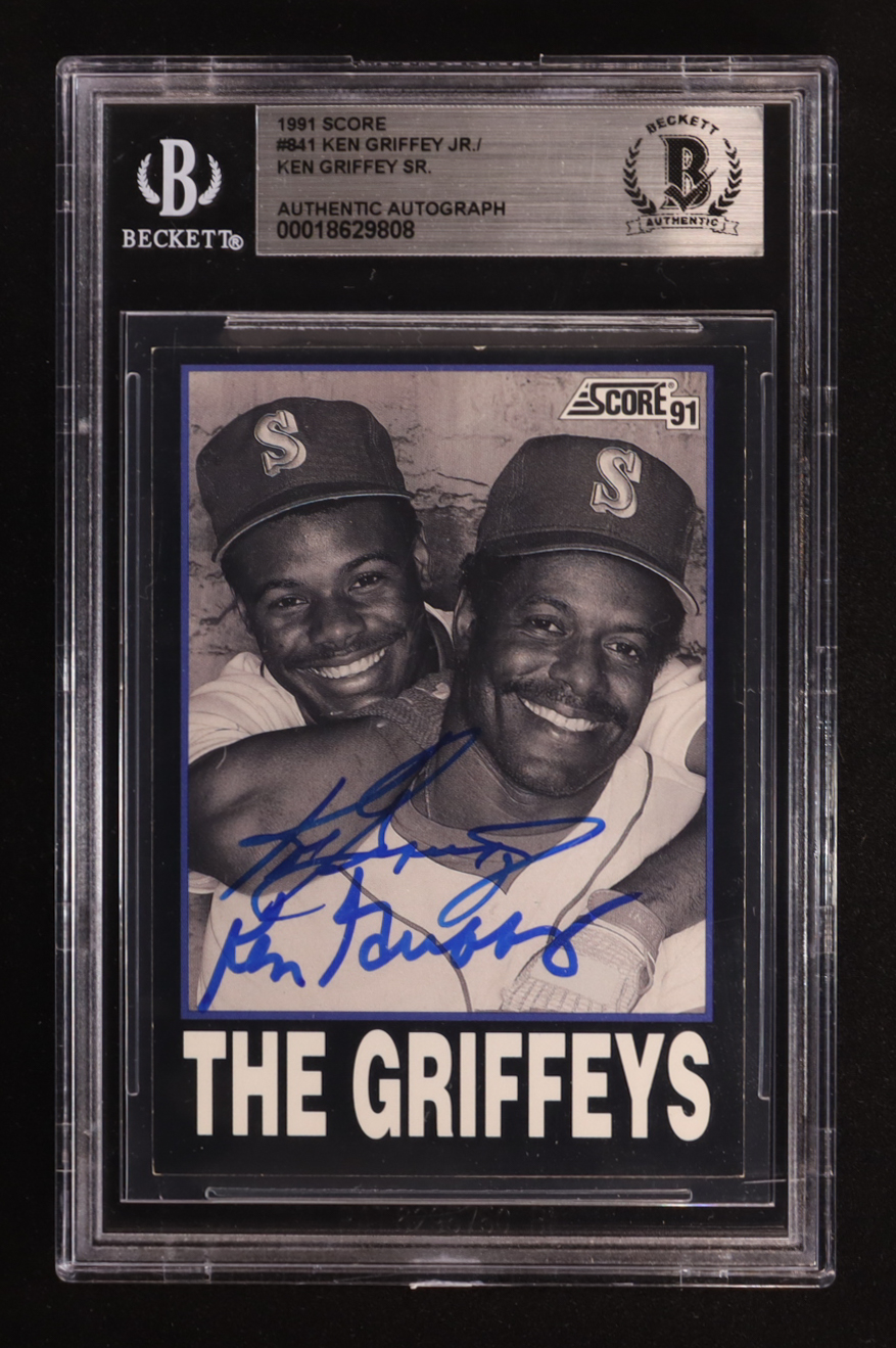 Ken Griffey Jr. & Ken Griffey Sr. Signed 1991 Score #841 (Beckett) at PristineAuction.com Ken Griffey Jr. & Ken Griffey Sr. Signed 1991 Score #841 (Beckett) at PristineAuction.com