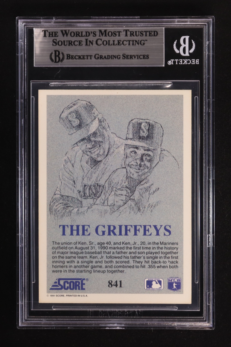 Ken Griffey Jr. & Ken Griffey Sr. Signed 1991 Score #841 (Beckett) at PristineAuction.com Ken Griffey Jr. & Ken Griffey Sr. Signed 1991 Score #841 (Beckett) at PristineAuction.com