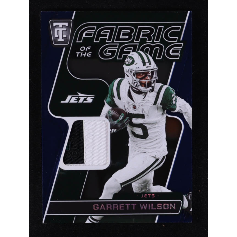 Garrett Wilson 2024 Totally Certified Fabric of the Game Mirror Blue #8 #28/75 at PristineAuction.com