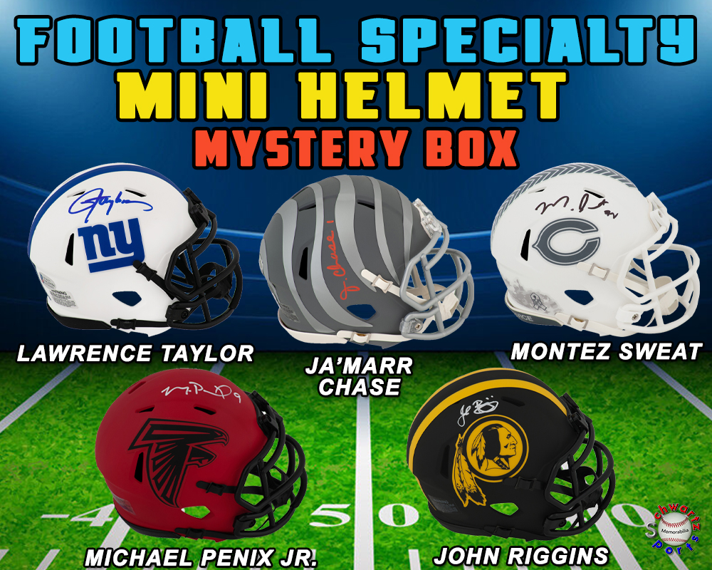 Football SPECIALTY Mini Helmet Signed Mystery Box - Series 26 (Limited to 125) - Schwartz Sports at PristineAuction.com Football SPECIALTY Mini Helmet Signed Mystery Box - Series 26 (Limited to 125) - Schwartz Sports at PristineAuction.com