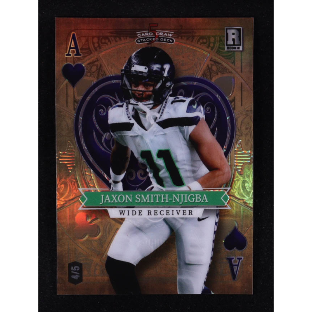 Jaxon Smith-Njigba 2023 Wild Card 5 Card Draw Stacked Deck Ace Of Hearts Orange Foil #SDJS #4/5 RC at PristineAuction.com
