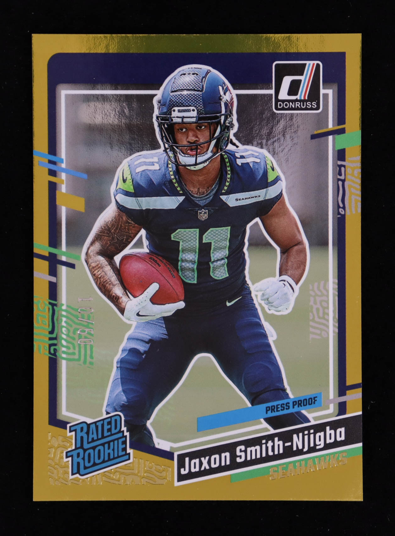 Jaxon Smith-Njigba 2023 Donruss Press Proof Gold #390 RR RC at PristineAuction.com Jaxon Smith-Njigba 2023 Donruss Press Proof Gold #390 RR RC at PristineAuction.com