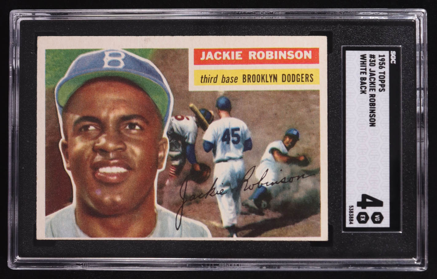 Jackie Robinson 1956 Topps #30 DP / White Back (SGC 4) at PristineAuction.com Jackie Robinson 1956 Topps #30 DP / White Back (SGC 4) at PristineAuction.com