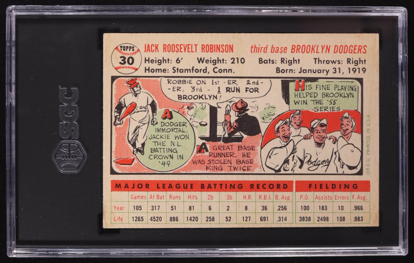 Jackie Robinson 1956 Topps #30 DP / White Back (SGC 4) at PristineAuction.com Jackie Robinson 1956 Topps #30 DP / White Back (SGC 4) at PristineAuction.com