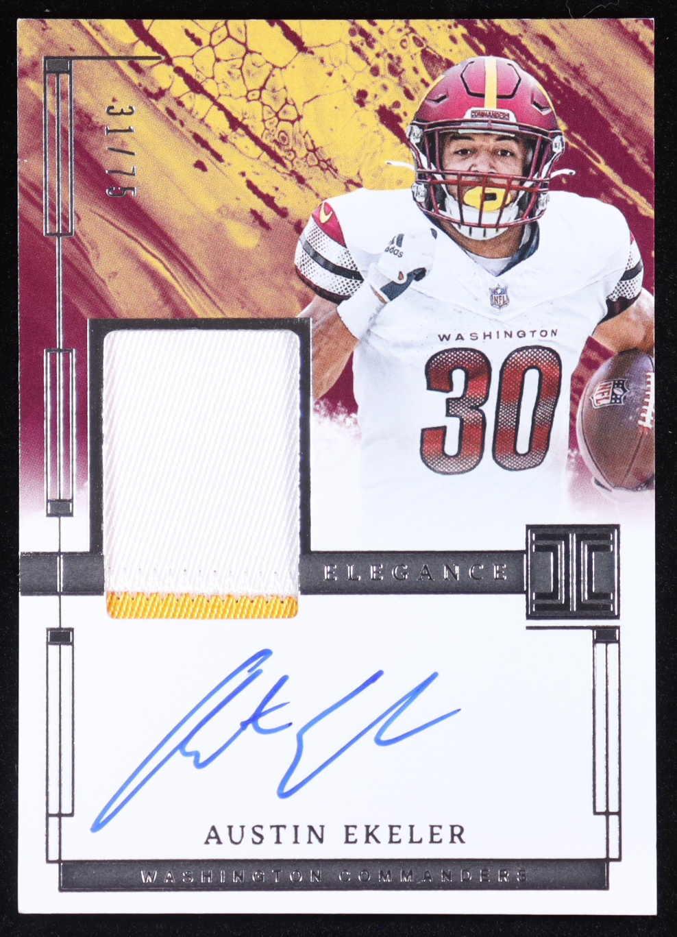 Austin Ekeler 2024 Panini Impeccable Elegance Veteran Patch Autographs #8 #31/75 at PristineAuction.com Austin Ekeler 2024 Panini Impeccable Elegance Veteran Patch Autographs #8 #31/75 at PristineAuction.com