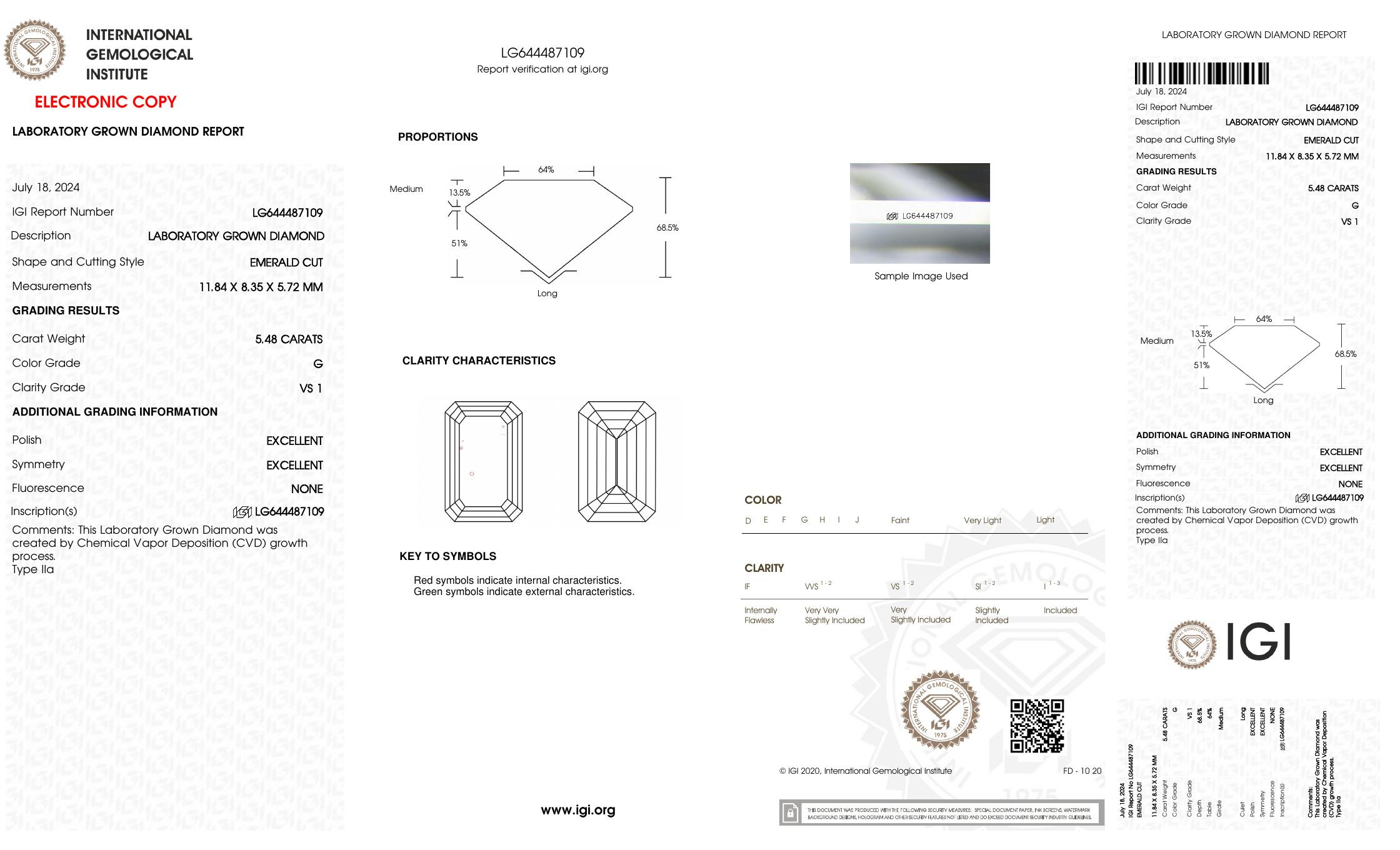 5.48 Carats Lab Grown Diamond Pendant G, VS1 | $8,400 Estimated Retail Value (UGL & IGI Certs) | Brand New at PristineAuction.com 5.48 Carats Lab Grown Diamond Pendant G, VS1 | $8,400 Estimated Retail Value (UGL & IGI Certs) | Brand New at PristineAuction.com