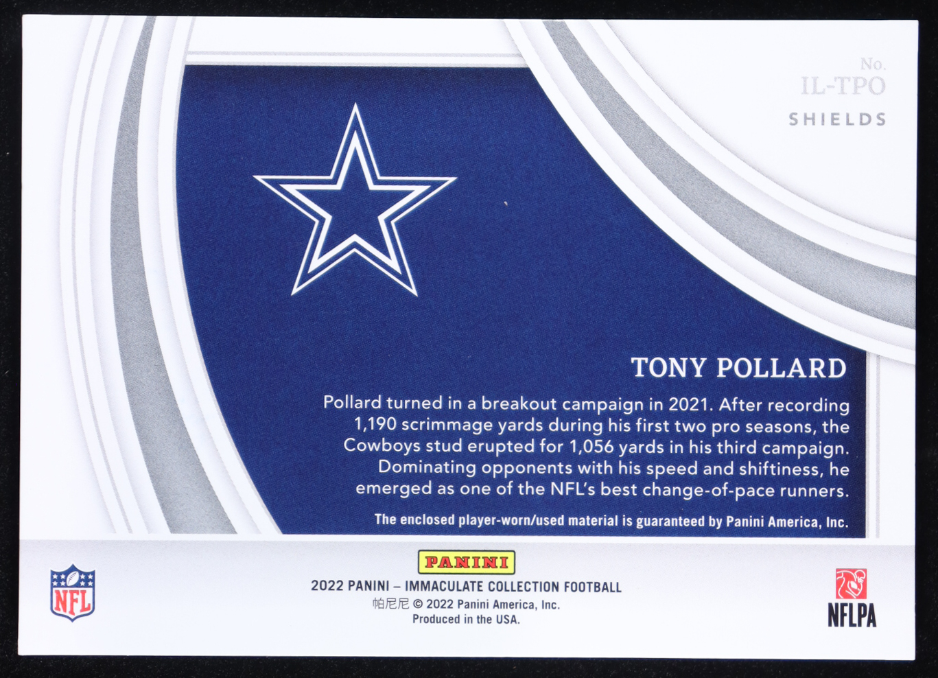 Tony Pollard 2022 Immaculate Collection Immaculate Shields #39 #1/1 at PristineAuction.com Tony Pollard 2022 Immaculate Collection Immaculate Shields #39 #1/1 at PristineAuction.com