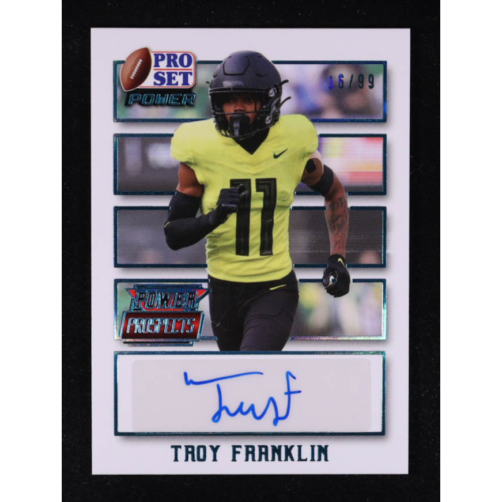 Troy Franklin 2021 Leaf Pro Set Power Prospects Aqua Autographs #PPTF1 #16/99 at PristineAuction.com