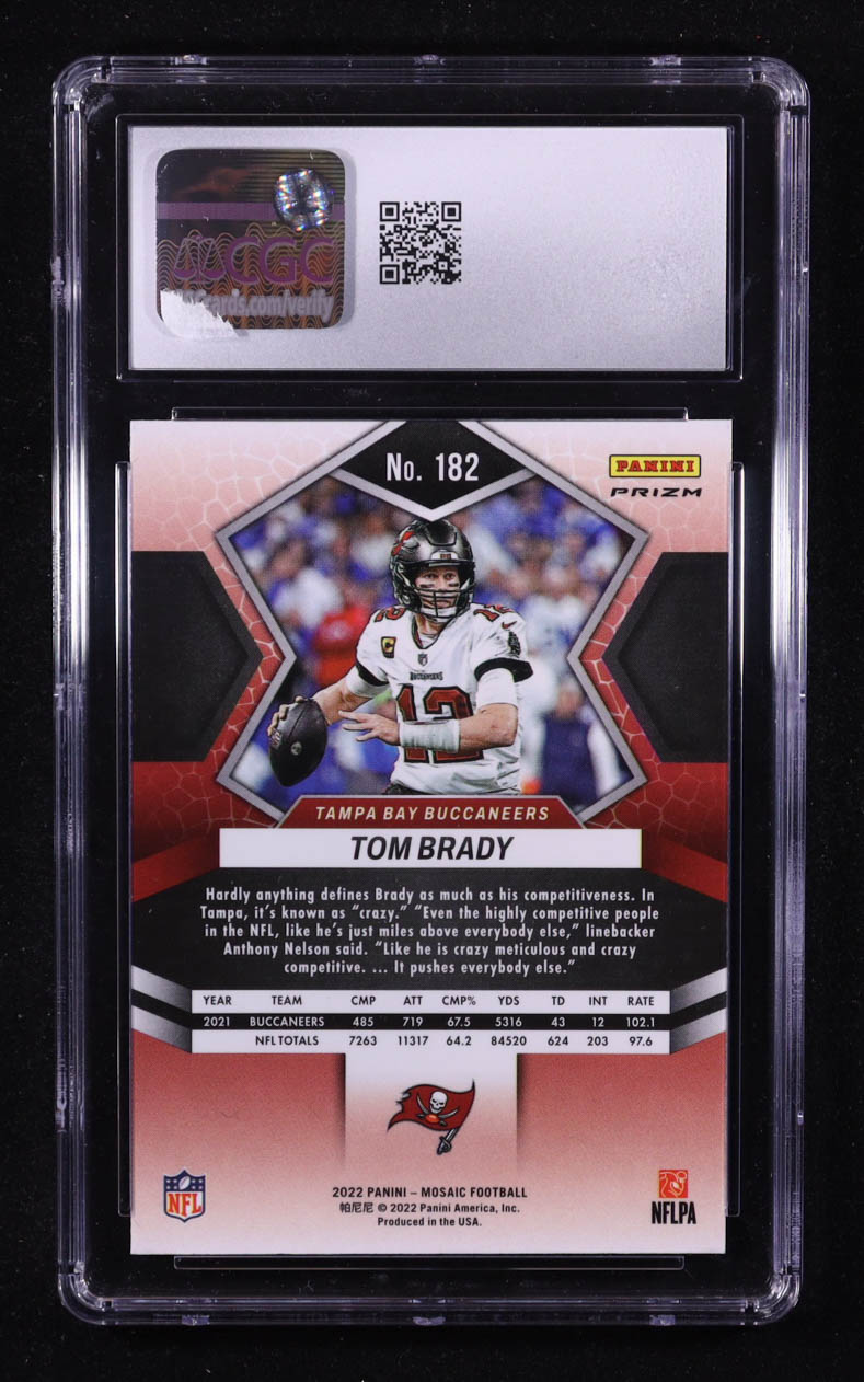 Tom Brady 2022 Panini Mosaic Mosaic Green #182 (CGC 10) at PristineAuction.com Tom Brady 2022 Panini Mosaic Mosaic Green #182 (CGC 10) at PristineAuction.com