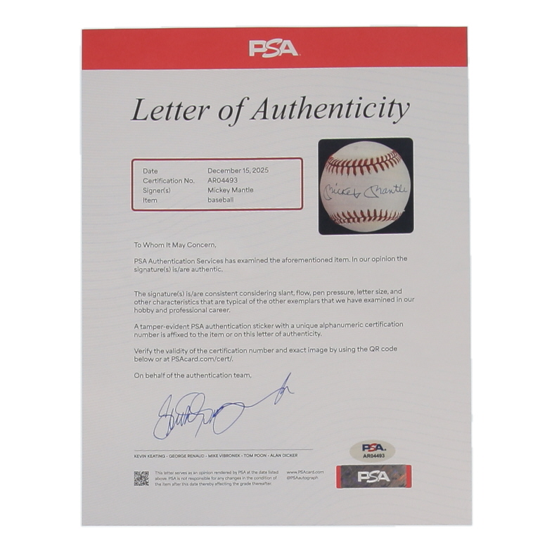 Mickey Mantle Signed OAL Baseball (PSA) at PristineAuction.com Mickey Mantle Signed OAL Baseball (PSA) at PristineAuction.com