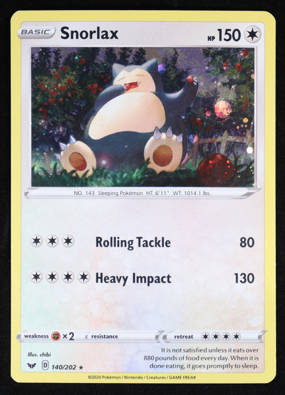 Snorlax 2020 Pokemon Sword & Shield #140 Holo at PristineAuction.com Snorlax 2020 Pokemon Sword & Shield #140 Holo at PristineAuction.com