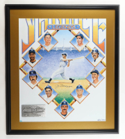Joe DiMaggio Signed LE Yankees Custom Framed Art Print Display with 1941 Pewter DiMaggio #483/1941 (DiMaggio) at PristineAuction.com