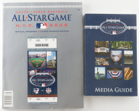 2008 Set of (2) Last All Star Game at Old Yankee Stadium Complete Media Only Program with Game-Used Dirt Media Pin at PristineAuction.com