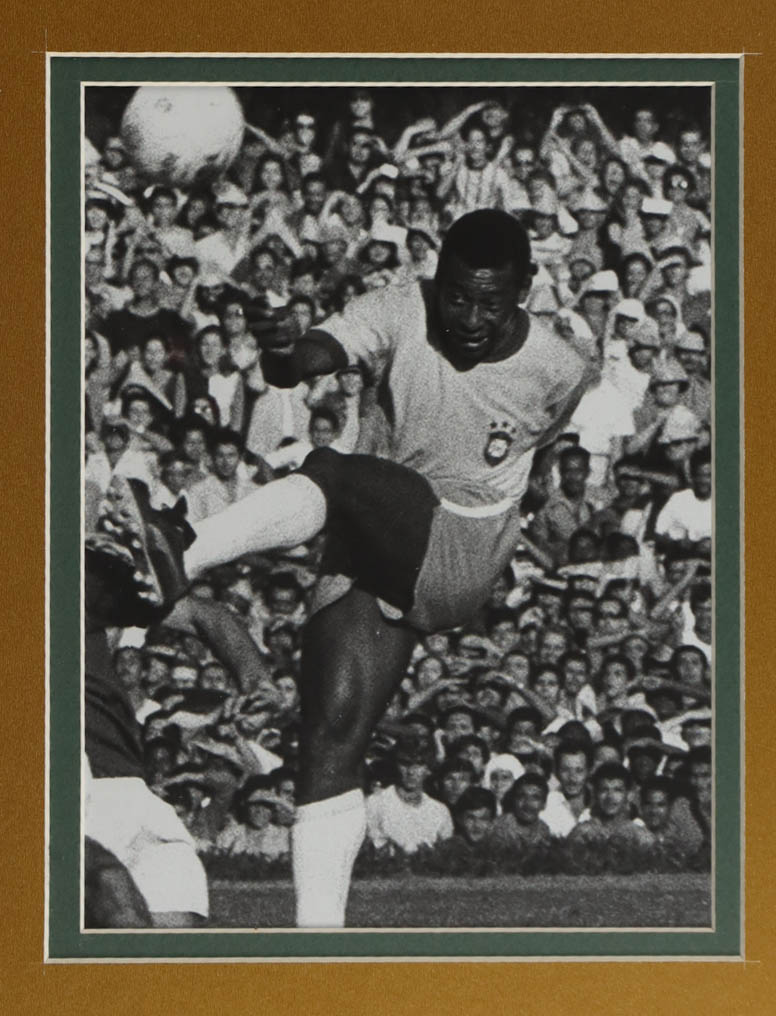 Pele Signed Custom Framed Jersey Display with Trophy Pin & Stat Plaque (Beckett) at PristineAuction.com Pele Signed Custom Framed Jersey Display with Trophy Pin & Stat Plaque (Beckett) at PristineAuction.com