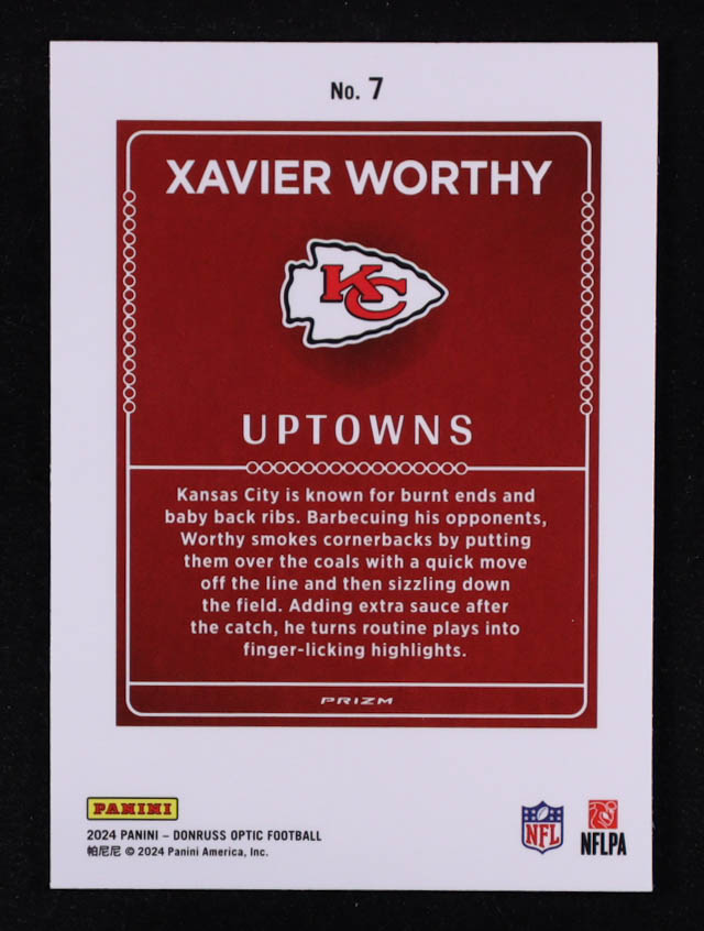 Xavier Worthy 2024 Donruss Optic Uptowns #7 RC at PristineAuction.com Xavier Worthy 2024 Donruss Optic Uptowns #7 RC at PristineAuction.com