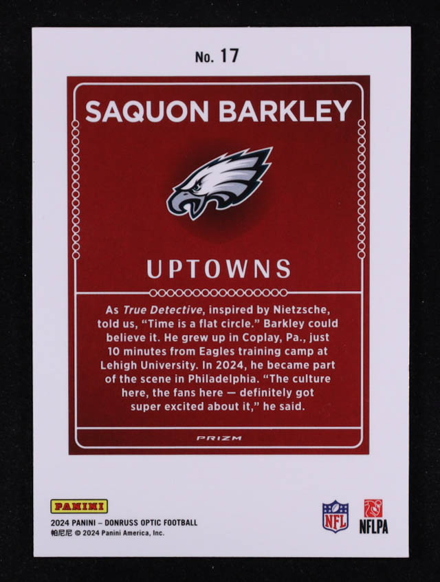 Saquon Barkley 2024 Donruss Optic Uptowns #17 at PristineAuction.com Saquon Barkley 2024 Donruss Optic Uptowns #17 at PristineAuction.com