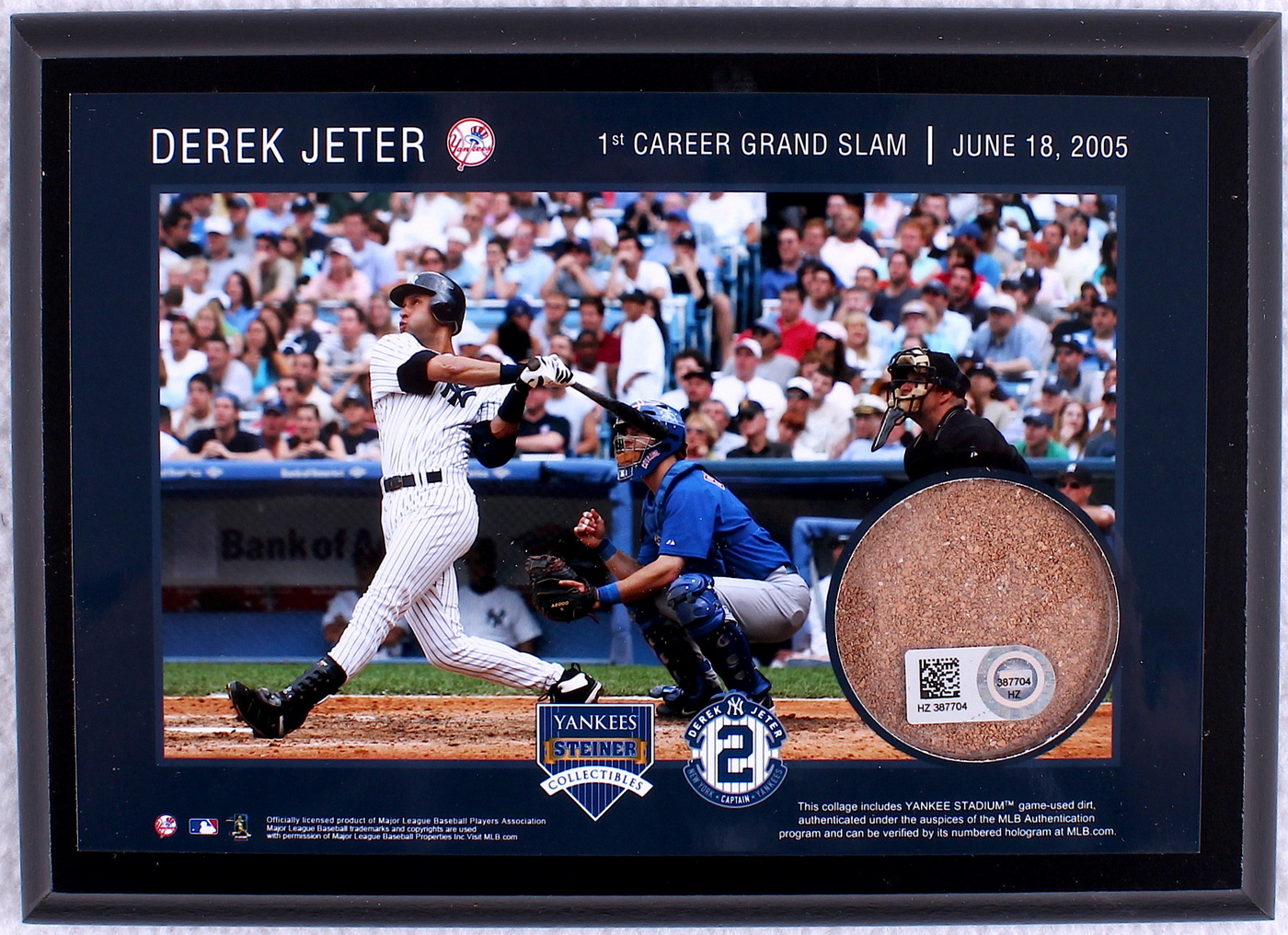 Derek Jeter "1st Career Grand Slam" 5x7 Photo Plaque with Authentic Yankee Stadium Game-Used Dirt (MLB & Steiner COA) at PristineAuction.com Derek Jeter "1st Career Grand Slam" 5x7 Photo Plaque with Authentic Yankee Stadium Game-Used Dirt (MLB & Steiner COA) at PristineAuction.com