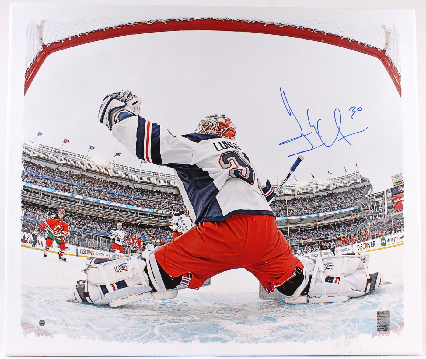 Henrik Lundqvist Signed Rangers 22x26 Giclee on Canvas (Steiner COA) at PristineAuction.com Henrik Lundqvist Signed Rangers 22x26 Giclee on Canvas (Steiner COA) at PristineAuction.com