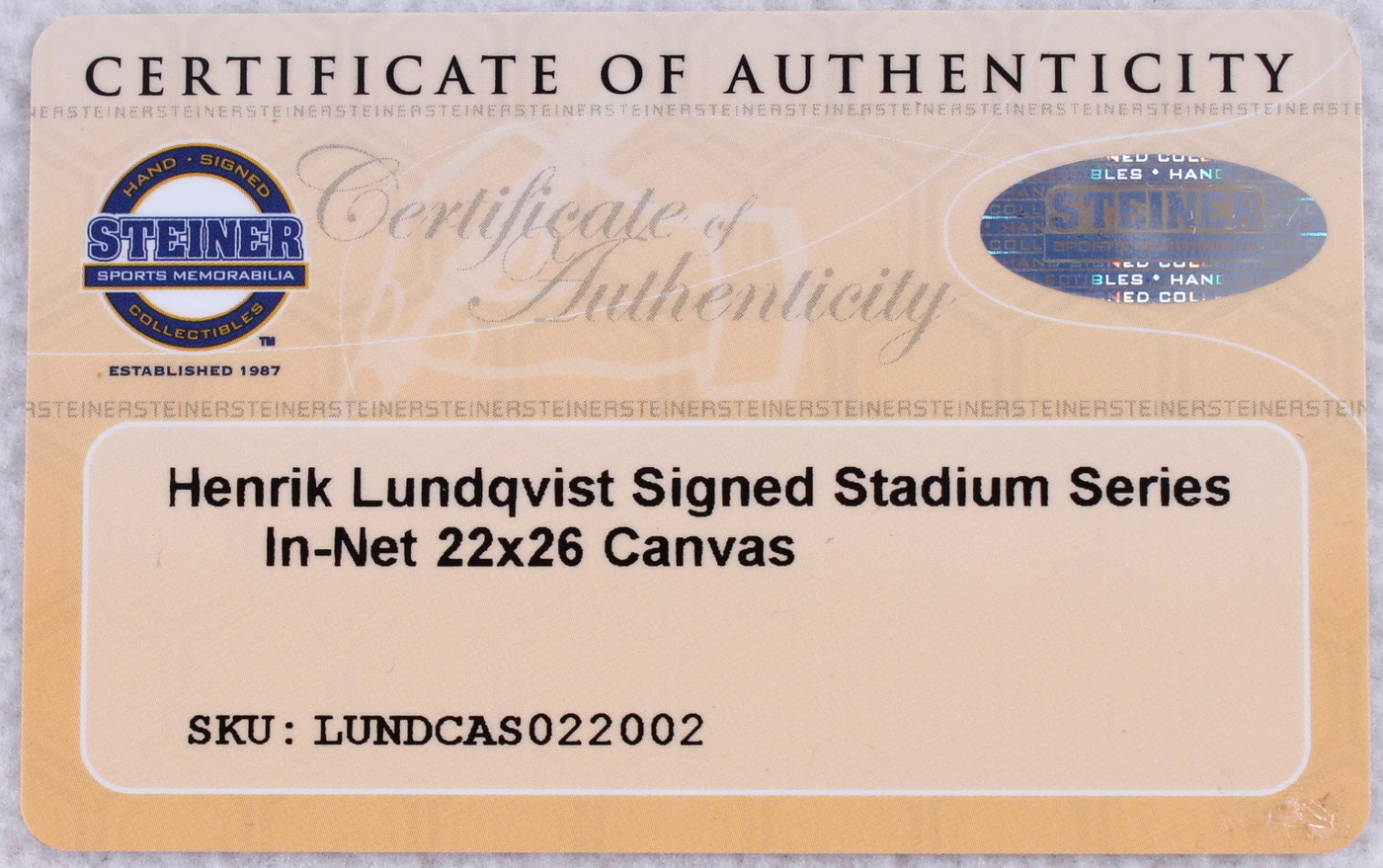 Henrik Lundqvist Signed Rangers 22x26 Giclee on Canvas (Steiner COA) at PristineAuction.com Henrik Lundqvist Signed Rangers 22x26 Giclee on Canvas (Steiner COA) at PristineAuction.com